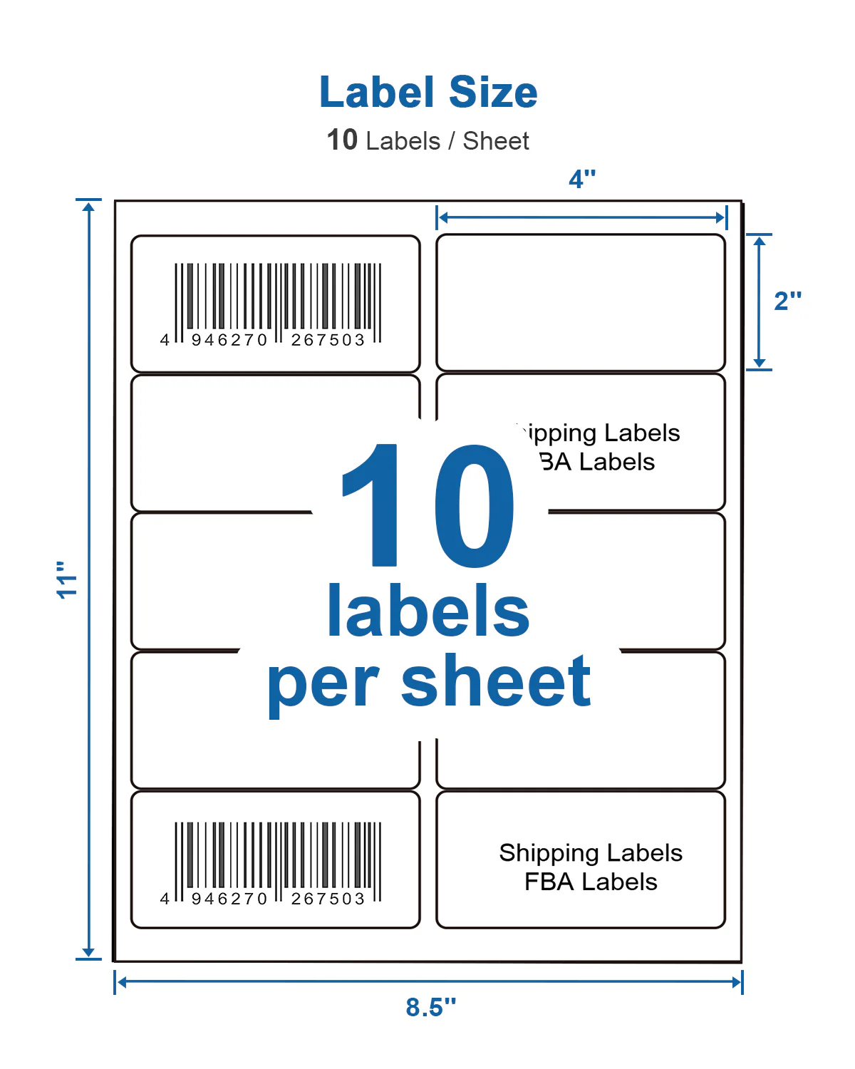 2" x 4" Shipping Address Labels, POLONO Internet Mailing Shipping Labels, Sticker Labels for Laser/Inkjet Printer, Permanent Adhesive (250 Labels, 25 Sheets) - Image 5