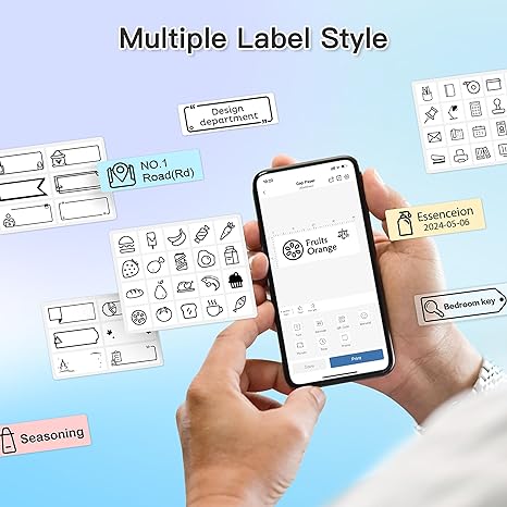 POLONO P31S Label Maker Machine with Tape, Portable Bluetooth Label Printer for Organizing Storage Office Home, Sticker Maker Mini Label Maker with Multiple Templates, Blue - Image 4