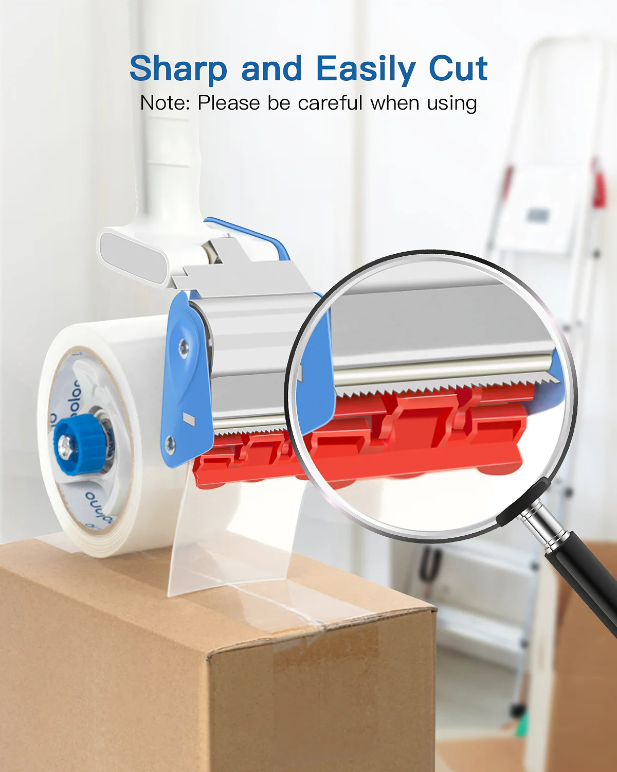 Packing Tape Dispenser Gun, POLONO Tape Gun with Clear Packaging Tape for 3-Inch Paper Core Packing Tape, Lightweight Industrial Side Loading Tape Gun for Packing, Sealing, Storing, and Moving Boxes - Image 4