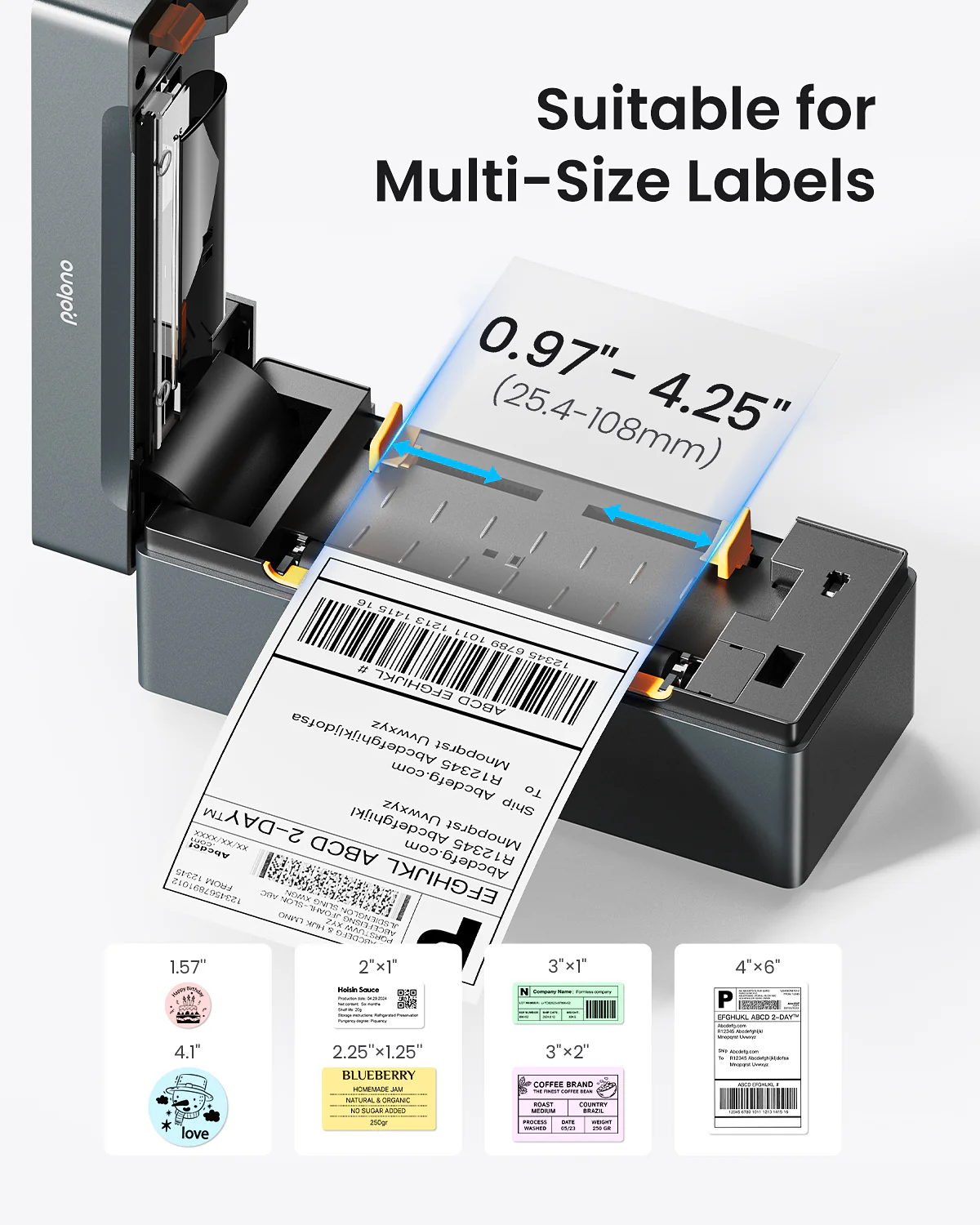 POLONO PL80e Bluetooth Thermal Shipping Label Printer, Grey - Image 5