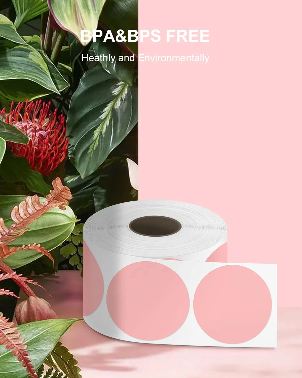 POLONO 2" Pink Circle Direct Thermal Labels, Self-Adhesive Thermal Stickers Labels, Thermal Printer Labels for Address, Shipping, DIY Design, QR Code, Compatible with Munbyn, Zebra, Rollo (750 Labels） - Image 4