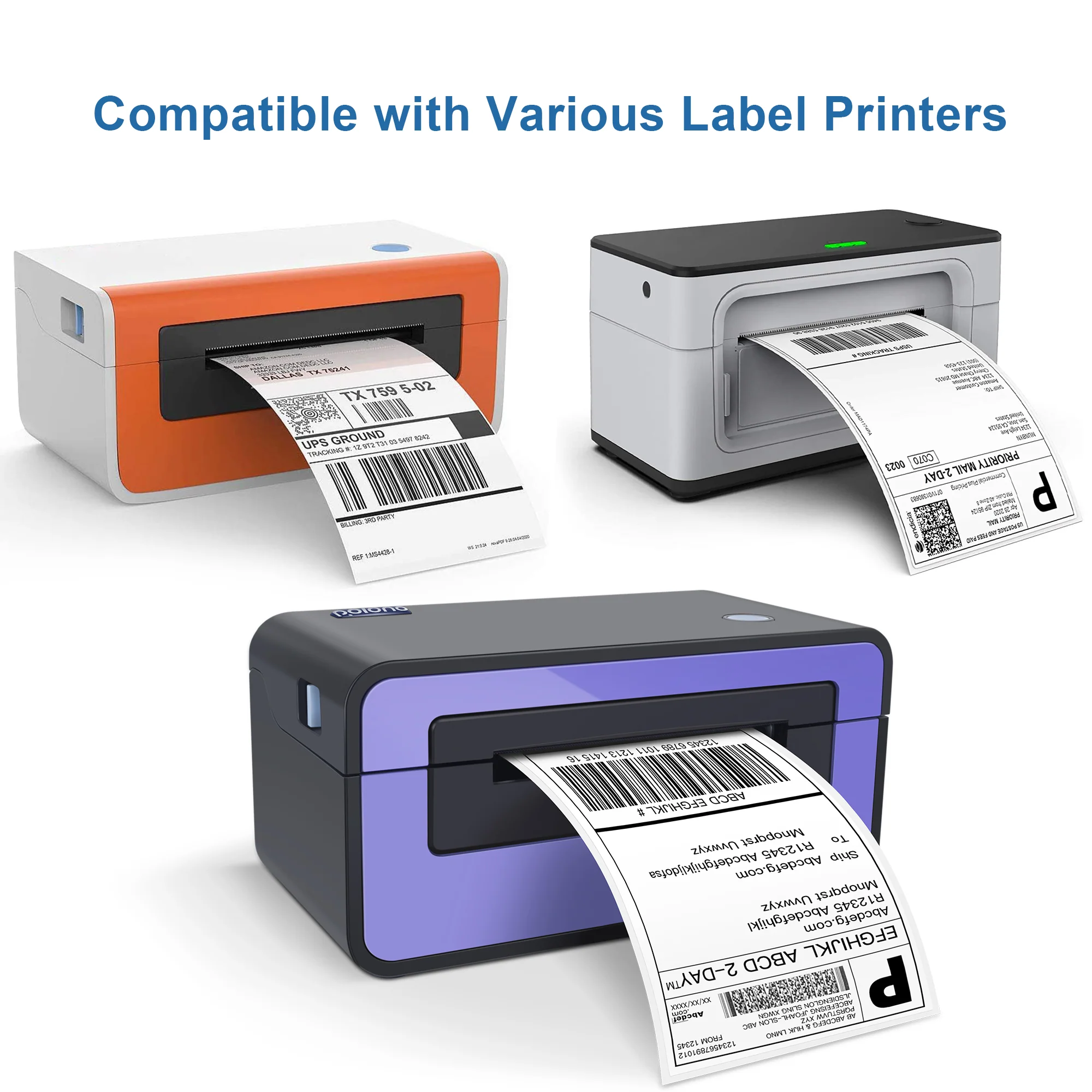 Polono 4"x6" Direct Thermal Shipping Labels, Perforated Postage Thermal Shipping Labels Compatible with MUNBYN, Rollo, IDPRT, Zebra, Fan-Fold Labels, Permanent Adhesive, Commercial Grade, 1000 Labels - Image 5