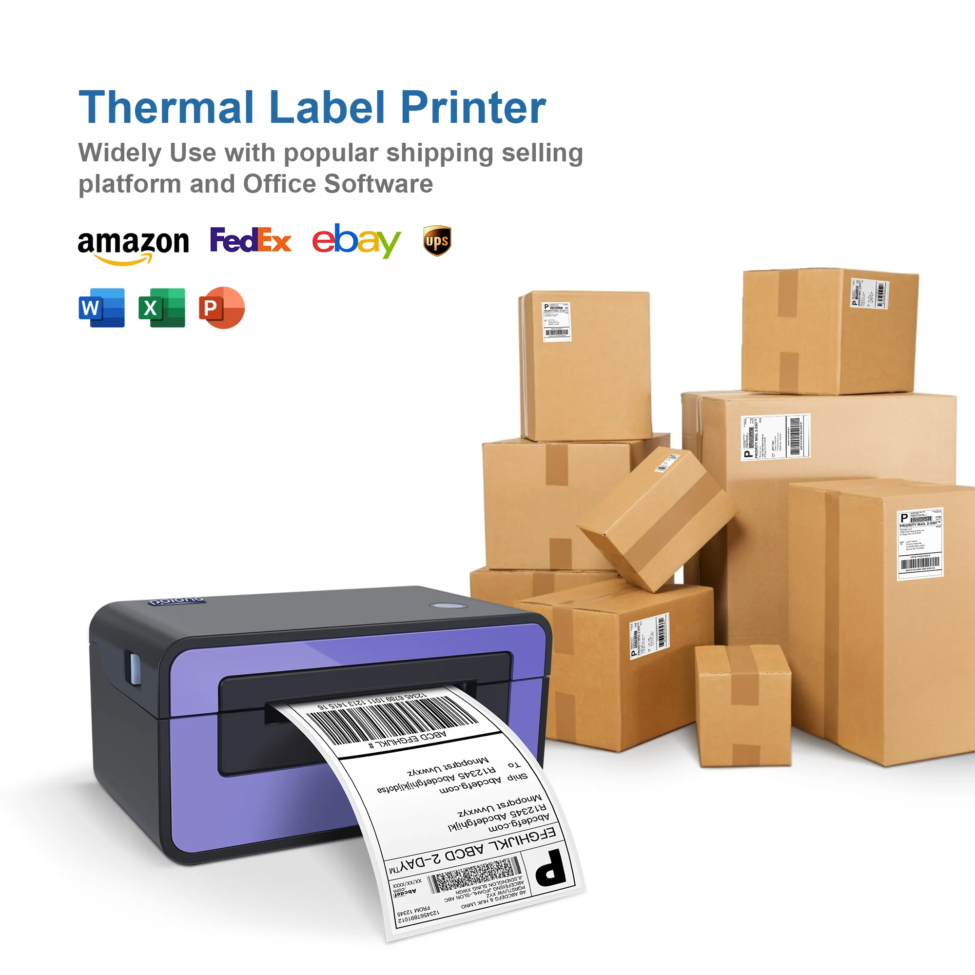 Polono 4"x6" Direct Thermal Shipping Labels, Perforated Postage Thermal Shipping Labels Compatible with MUNBYN, Rollo, IDPRT, Zebra, Fan-Fold Labels, Permanent Adhesive, Commercial Grade, 1000 Labels - Image 7