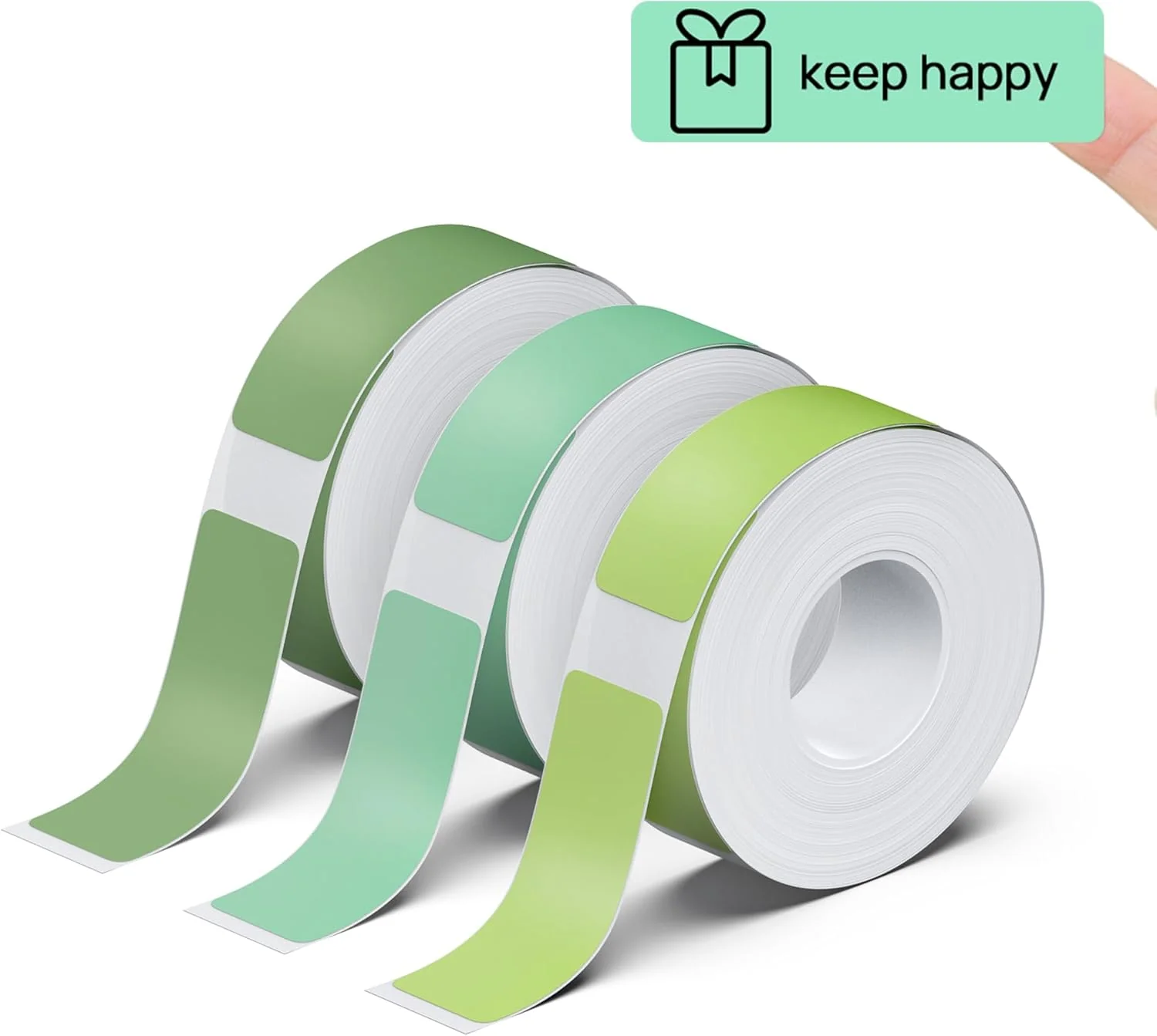 POLONO Genuine P31S Label Maker Tape, Labels Refill for Home/Office, 14x40mm(0.55"x1.57"), Compatible with P31S Label Maker, 540 Labels/3 Roll, Light Green/Green/Dark Green