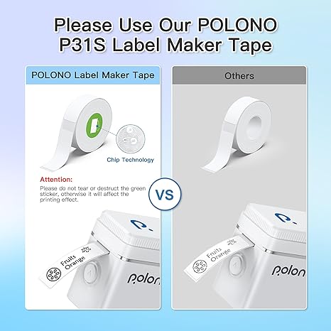 POLONO P31S Label Maker Machine with Tape, Portable Bluetooth Label Printer for Organizing Storage Office Home, Sticker Maker Mini Label Maker with Multiple Templates, Green - Image 6