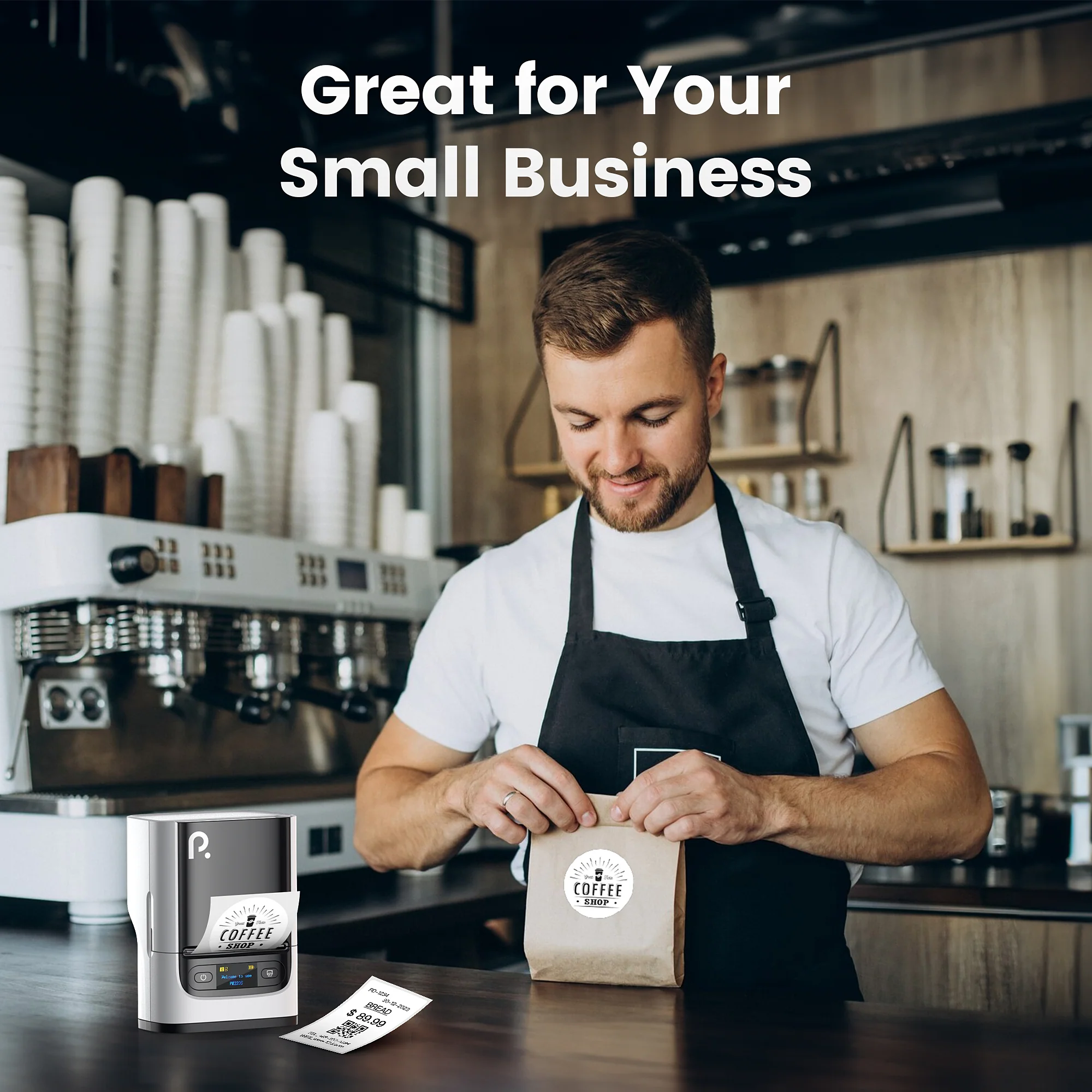 POLONO PM220S Label Maker, Barcode Label Printer Bluetooth Portable Thermal Printer - Image 10