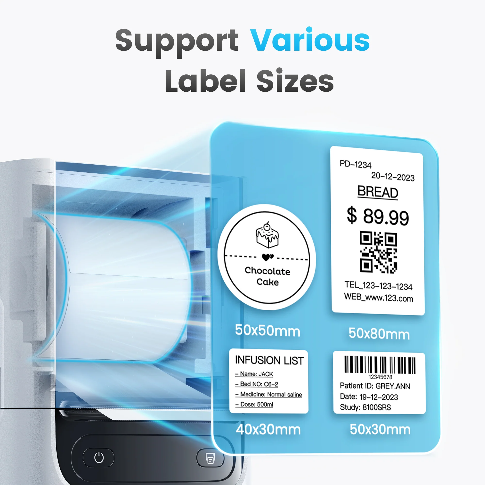 POLONO PM220S Label Maker, Barcode Label Printer Bluetooth Portable Thermal Printer - Image 4