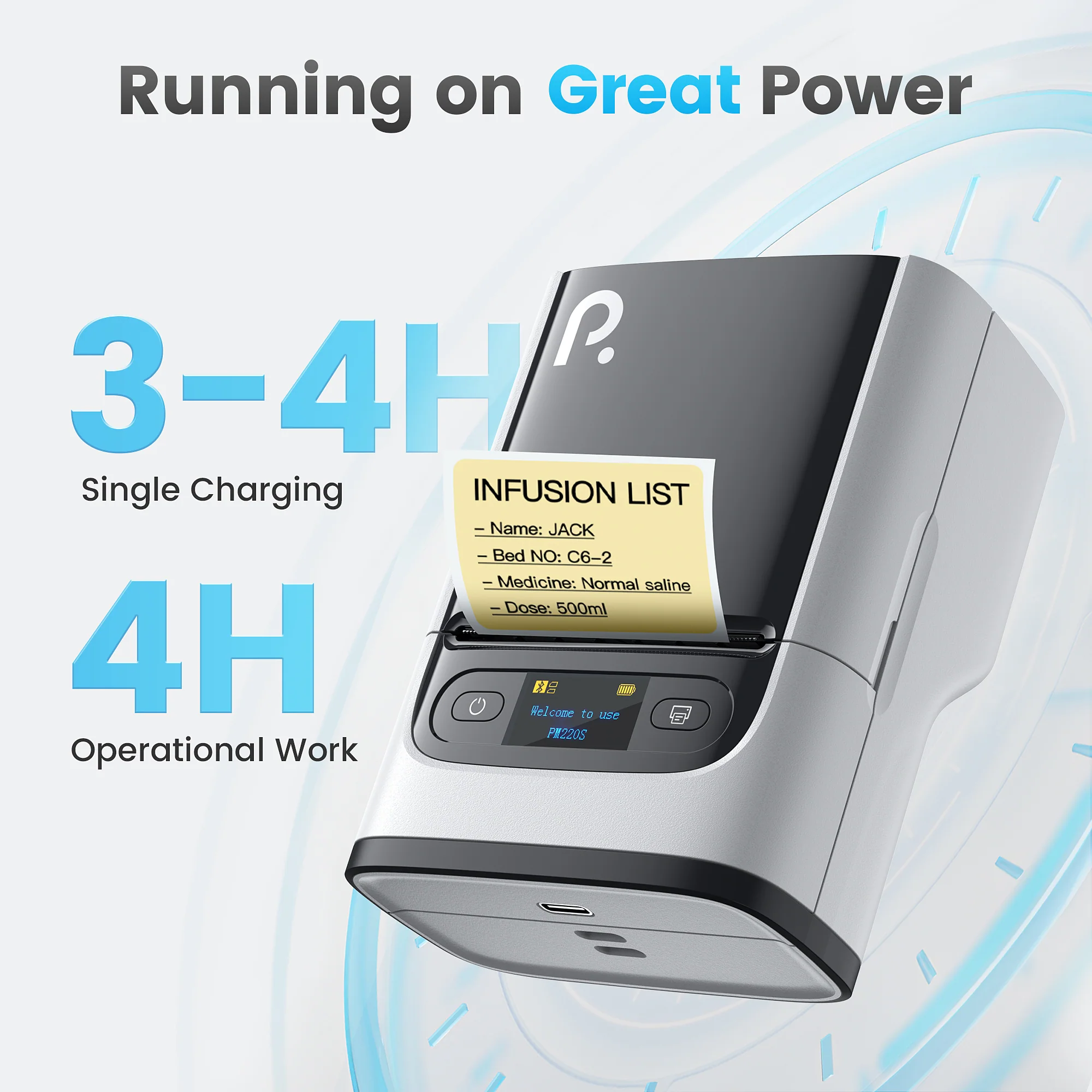 POLONO PM220S Label Maker, Barcode Label Printer Bluetooth Portable Thermal Printer - Image 5