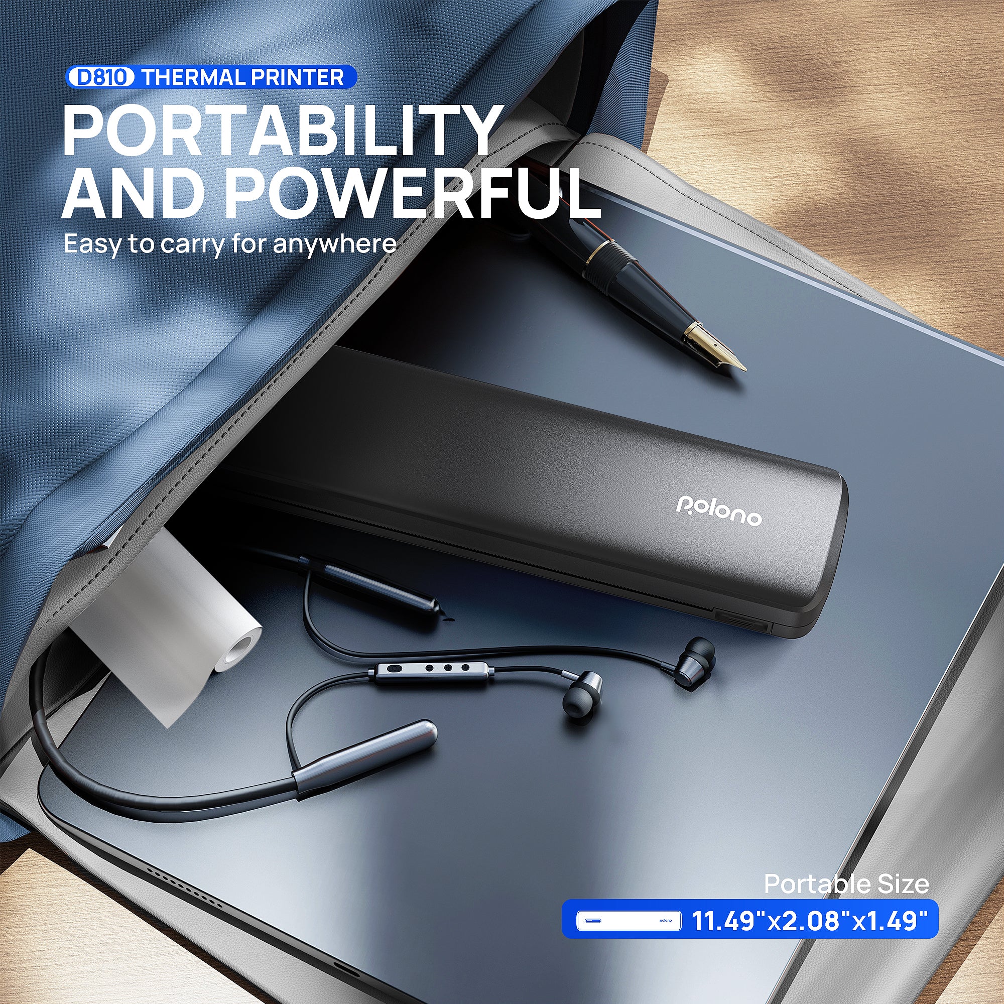 POLONO Portable Printer Wireless for Travel, D810 Bluethooth Thermal Printer Support for 8.5"x11" US Letter - Image 4