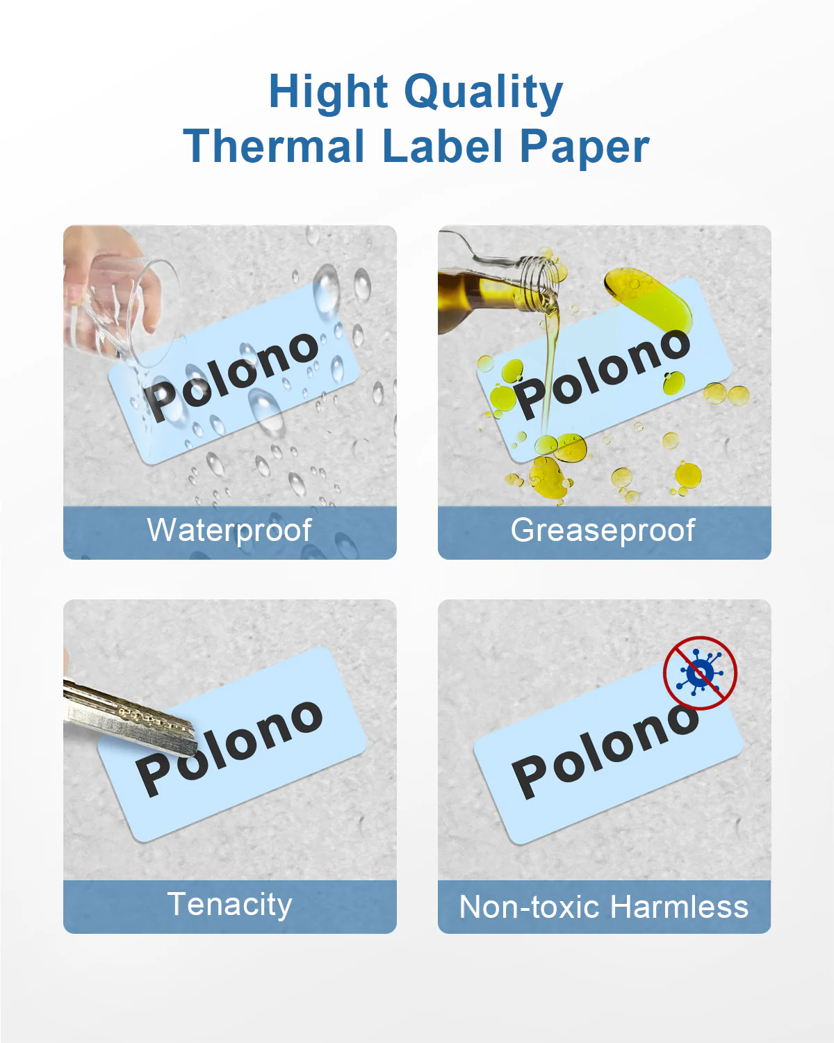 POLONO Thermal Label Maker Tape Adapted P10 Label Maker, Standard Laminated Office Labeling, 15mmx40mm/0.5x1.57inch, 180 Labels/Roll, P10 Thermal Printing Label Paper (Blue) - Image 3