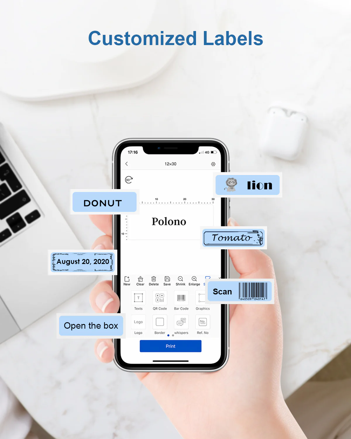 POLONO Thermal Label Maker Tape Adapted P10 Label Maker, Standard Laminated Office Labeling, 15mmx40mm/0.5x1.57inch, 180 Labels/Roll, P10 Thermal Printing Label Paper (Blue) - Image 4