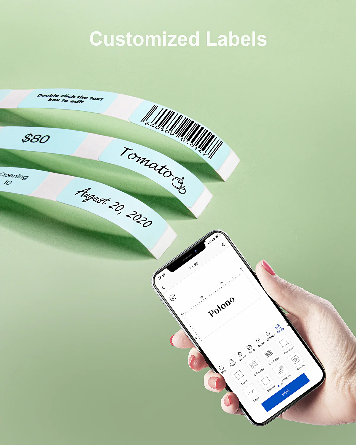 POLONO Thermal Label Maker Tape Adapted P10 Label Maker, Standard Laminated Office Labeling, 15mmx40mm/0.5x1.57inch, 180 Labels/Roll, P10 Thermal Printing Label Paper (Green) - Image 4