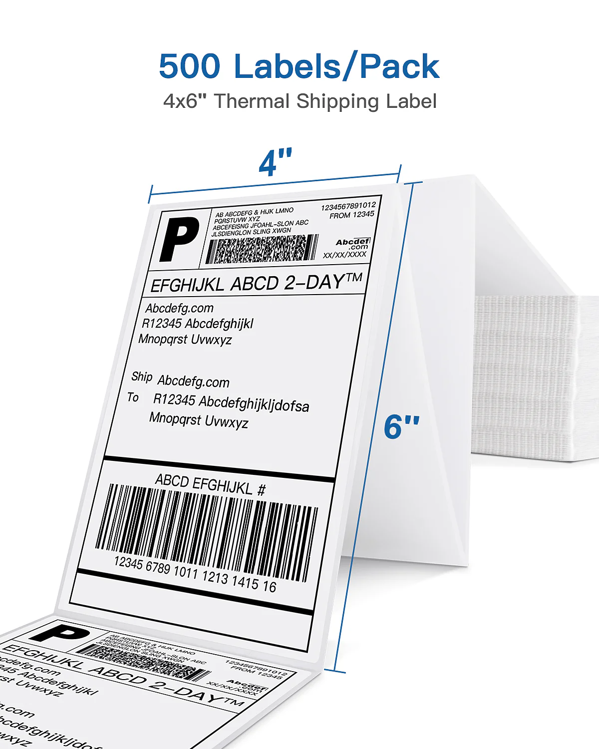 Thermal Labels, POLONO 4" x 6" Direct Thermal Shipping Labels (Pack of 500), Perforated Fanfold Labels Compatible with Label Printer, MUNBYN, Rollo, IDPRT SP420, SP410, POLONO PL60, Commercial Grade - Image 3