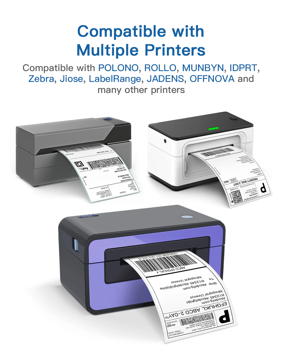 Thermal Labels, POLONO 4" x 6" Direct Thermal Shipping Labels (Pack of 500), Perforated Fanfold Labels Compatible with Label Printer, MUNBYN, Rollo, IDPRT SP420, SP410, POLONO PL60, Commercial Grade - Image 5